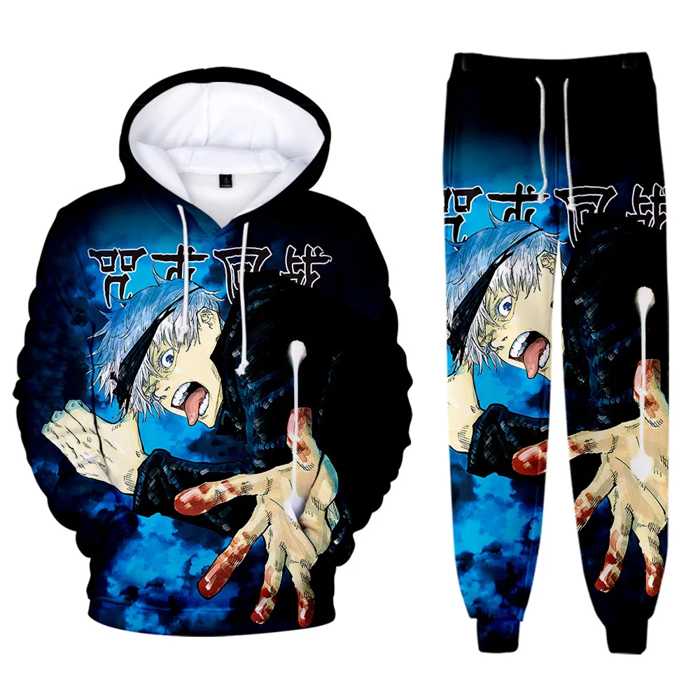 

Jujutsu Kaisen Clothes 3D Pullover Long Sleeve Unisex Sweatshirt Japanese Style Hoodies+Jogger Pants Women Men's Set Plus Size
