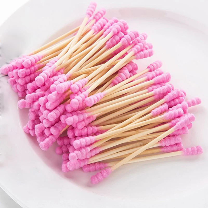 

100 Pcs Practical Double Head Cotton Swab Women Makeup Cotton Buds Tip Wood Sticks Nose Ears Cleaning Health Care Tools