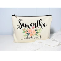 maid of honor makeup bags personalize flowers canvas bridesmaid cosmetic bag wedding decoration unique gift for her make up case