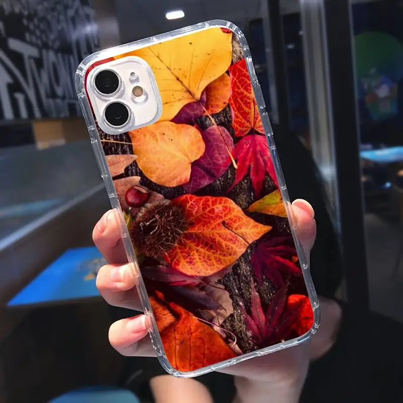 

Yellow autumn Fallen leaves Phone Cases Transparent soft For iphone 5 5s 5c se 6 6s 7 8 11 12 plus mini x xs xr pro max