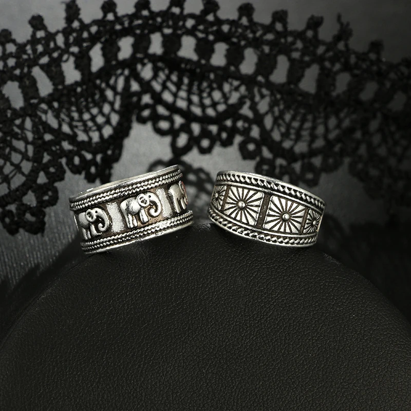 Кольцо docona в богемном стиле с изображением слона и цветка для женщин кольца