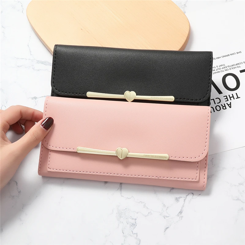 

Women's Wallet Long Metal Hasp Coin Purse Female Pu Leather Solid Color Card Holder Ladies Clutch Money Clip Carteira