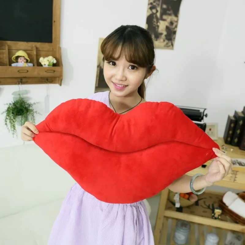 Красные губы Сексуальная Подушка против розового дивана украшение подарок для