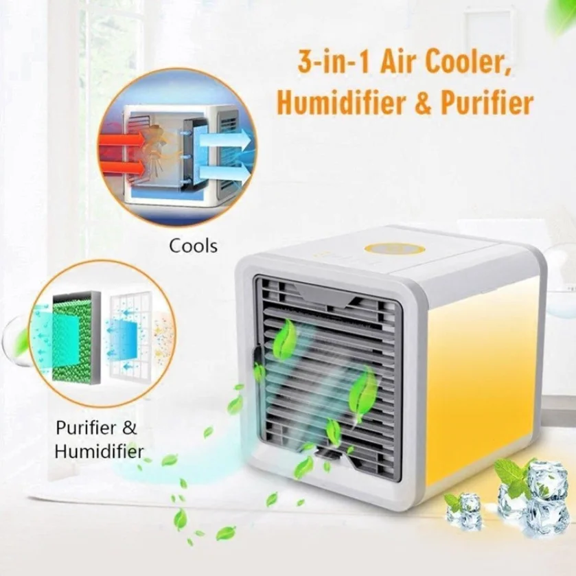 

Mini Air Conditioner Humidifier Air Cooler Fan 7 Colors Light USB Portable Air Conditioner 3 Gear Personal Space