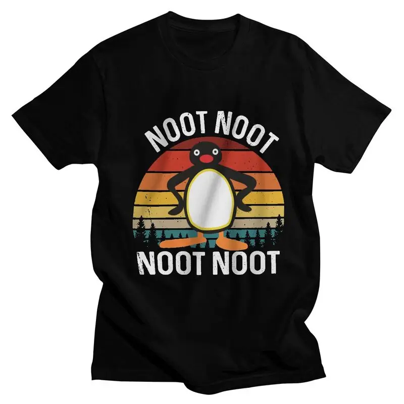 

Футболка Noot Pingu мужская с коротким рукавом, модная тенниска из 100% хлопка с логотипом пингвина, футболка с мемом, уникальные майки, топы