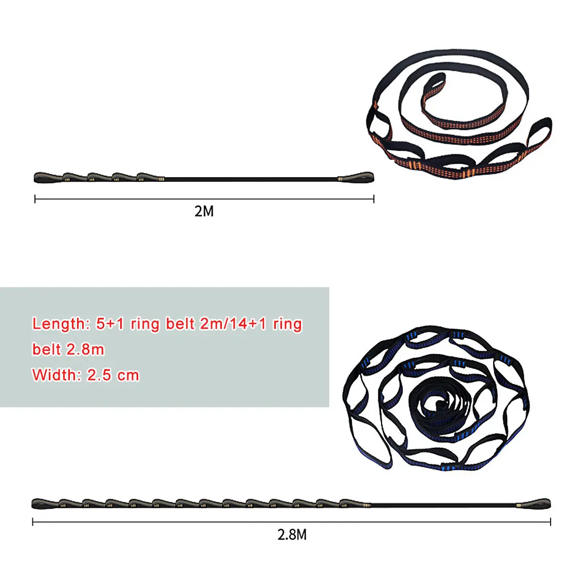 

2pcs Hammock Strap 200cm Tree Hanging Spare Part Outdoor Aerial Yoga 200KG Load Portable Outdoor Camping Hammock