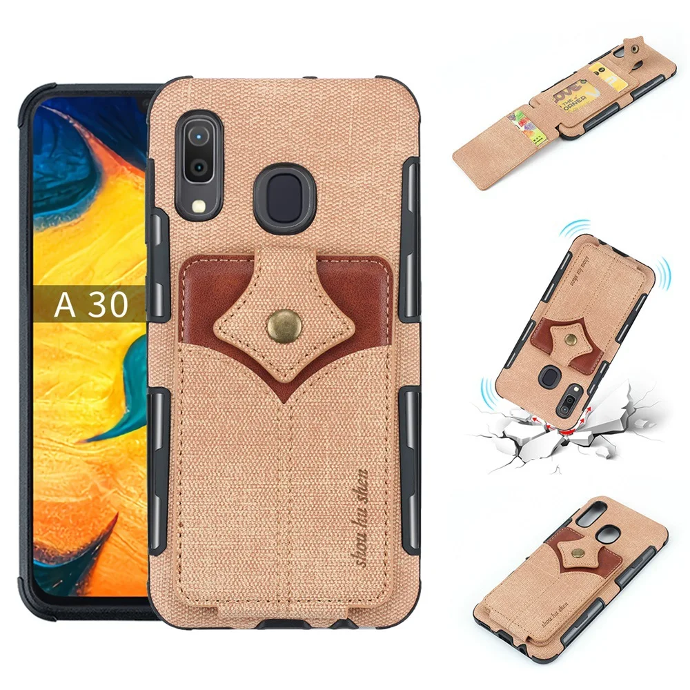 Удобный чехол с держателем для карт Samsung A10 A20 A30 A50 A7 книжка защитой от падения