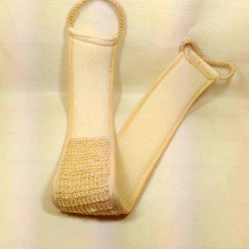 

Flax Cotton Soft Exfoliating Back Strap Bath Brush Shower Massage Spa Scrubber Sponge Body Skin Health Cleaning BUTT666