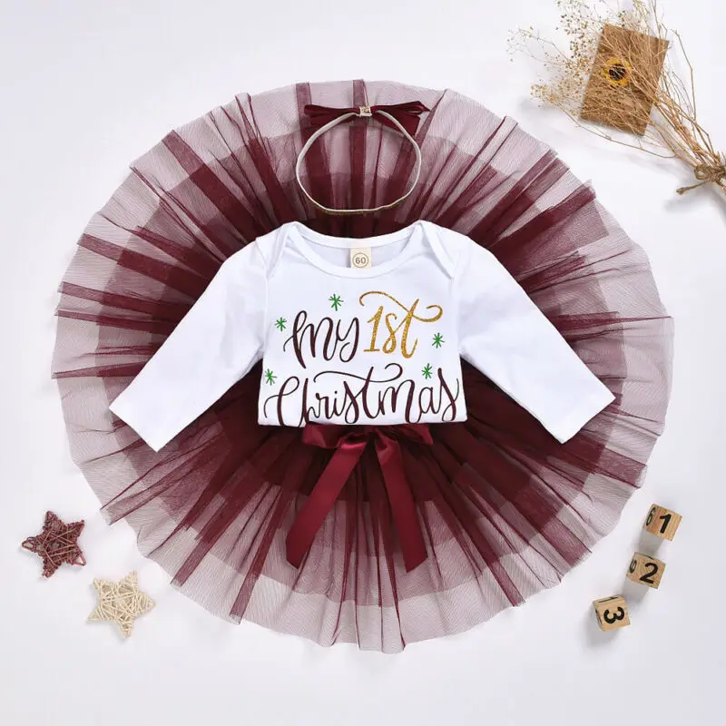 My 1st Christmas/комплекты одежды для новорожденных девочек комбинезон с длинными