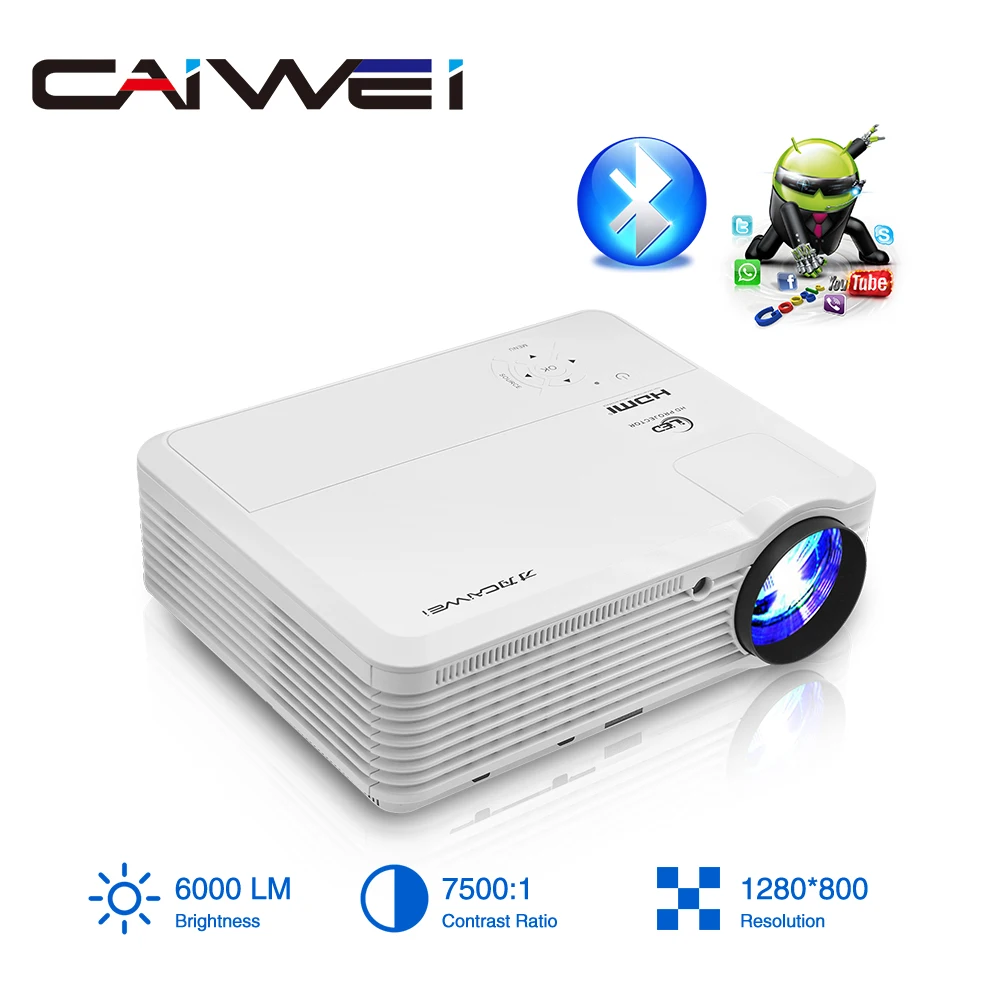 

CAIWEI A7/A7AB Android проектор 1080p Full Hd Домашний кинотеатр светодиодный проектор для поддержки 4k портативный мобильный Wifi видео ТВ проектор