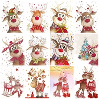 diy 5d full drill diamond painting christmas deer square round diamond embroidery kit cartoon mosaic animals picture new year