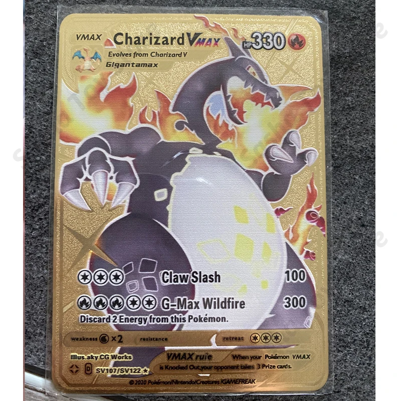 Английские золотые Покемоны карты металлическая карта Vmax V Max Пикачу Чаризард