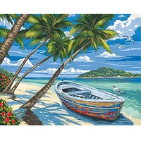 landscape seaside coconut tree cross stitch kit embroidery handiwork handicraft painting needlework wholesale festivals sales