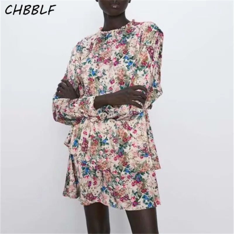 CHBBLF женское элегантное цветочное мини платье с эластичной резинкой на талии