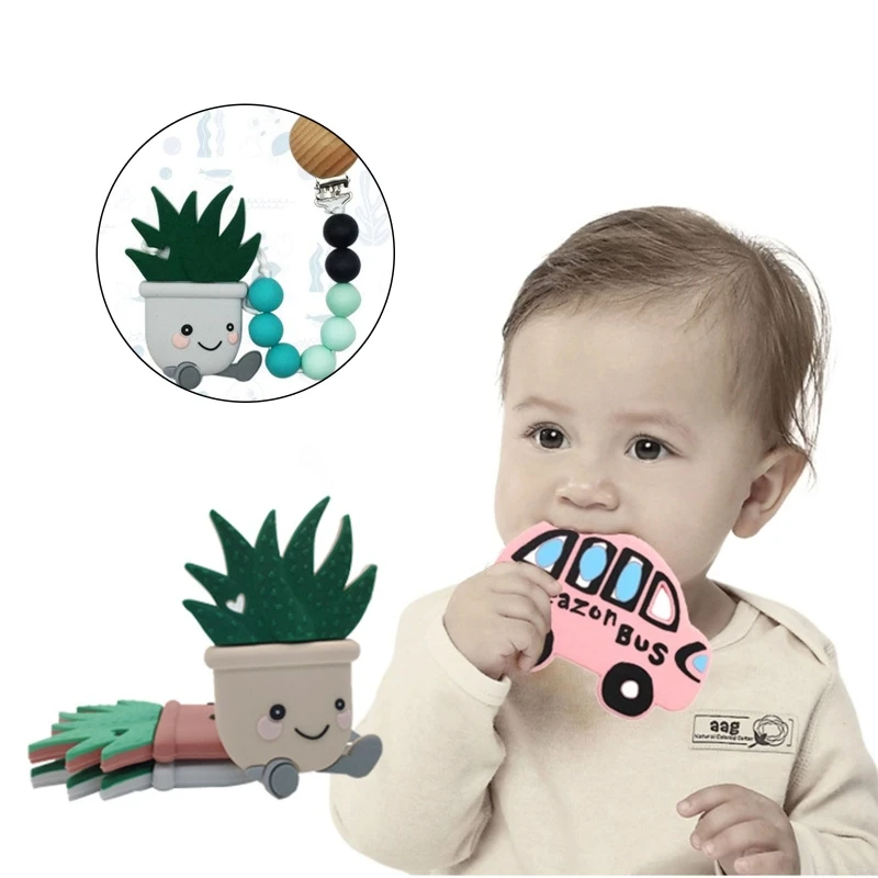 

Cartoon Cactus Silicone Teether BPA Free Food Grade Baby Soother Molar Beads Newborn Infants Toddler Teething Nursing Toys