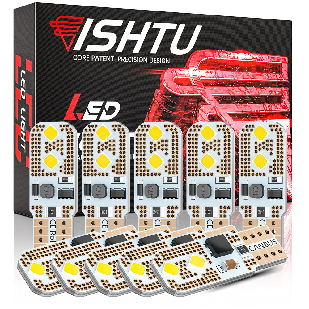 

ISHTU 10PCS W5W T10 LED Bulbs Canbus 12V/24V 194 168 Car Interior Map Dome Lights Parking Signal Auto Lamp for BMW Audi Mercedes