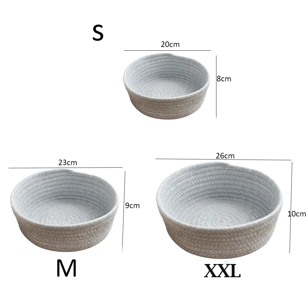 Круглая корзина ручной работы Вязаная хлопковая офисный органайзер для