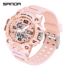 SANDA Rose Gold White Sport Women Watches Fashion LED Digital Ladies Watch Women montre homme Relogio Feminino dourado #842