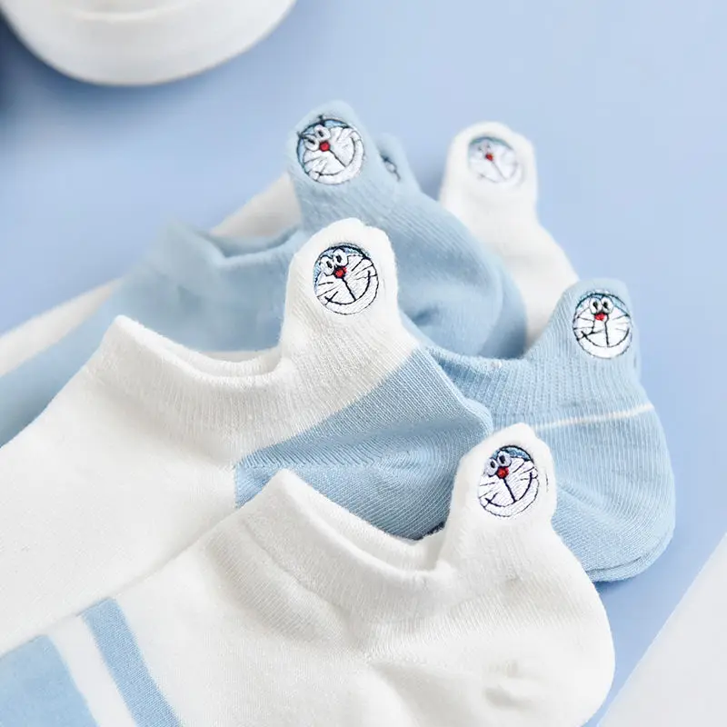 Носки Doraemon женские с мультяшным рисунком хлопковые японские и корейские для