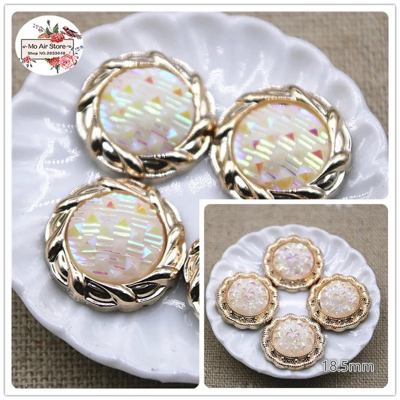 20 шт./лот 18 мм Золотой Цвет Цветок flatback пластиковые кнопки бисера для DIY свадьбы