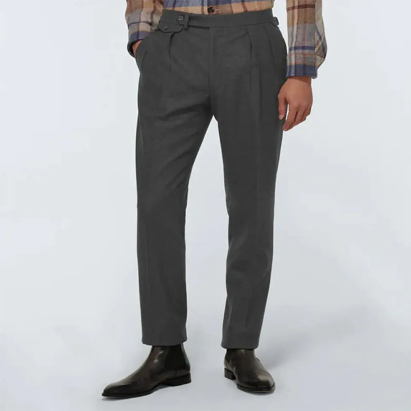 

Мужские серые повседневные шерстяные брюки, модная трендовая Корейская версия, большие размеры, новые простые свободные регулируемые брюк...