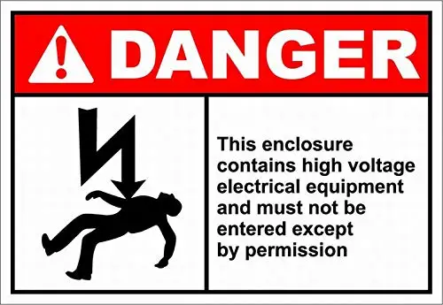 Содержит высоковольтное электрическое оборудование, знак безопасности опасности OSHA/ANSI, жестяной знак 12x16 Содержит высоковольтное электрическое оборудование, знак безопасности опасности OSHA/ANSI, жестяной знак 12x16