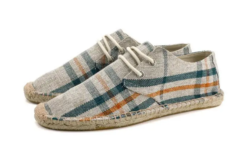 

Pop Male nationa style Breathable Lace up casual Canvas Hemp Insole Fisherman Light Shoes Men Espadrille Flats Shoes I789