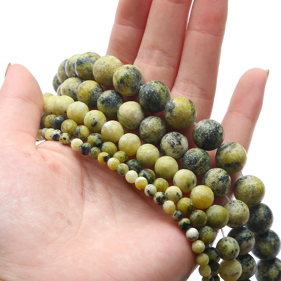 Модные и простые круглые бусины 4 размера из натуральной травы желтой сосны для