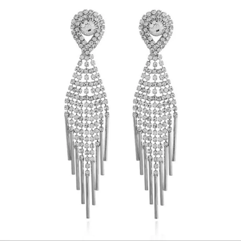 

Fashion Elegant Long Explicit Thin Face Earrings S925 Silver Needle Water Droplet Tassels Online Celebrity Earrings Ear Stud Wom