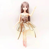 fashion 16 bjd doll outfits champagne sequin lace little princess dresses for barbie clothes party gown 30cm doll accessory toy