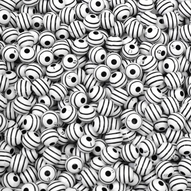 50 шт. смешанный черный круглый полос акриловые бусины для изготовления ювелирных