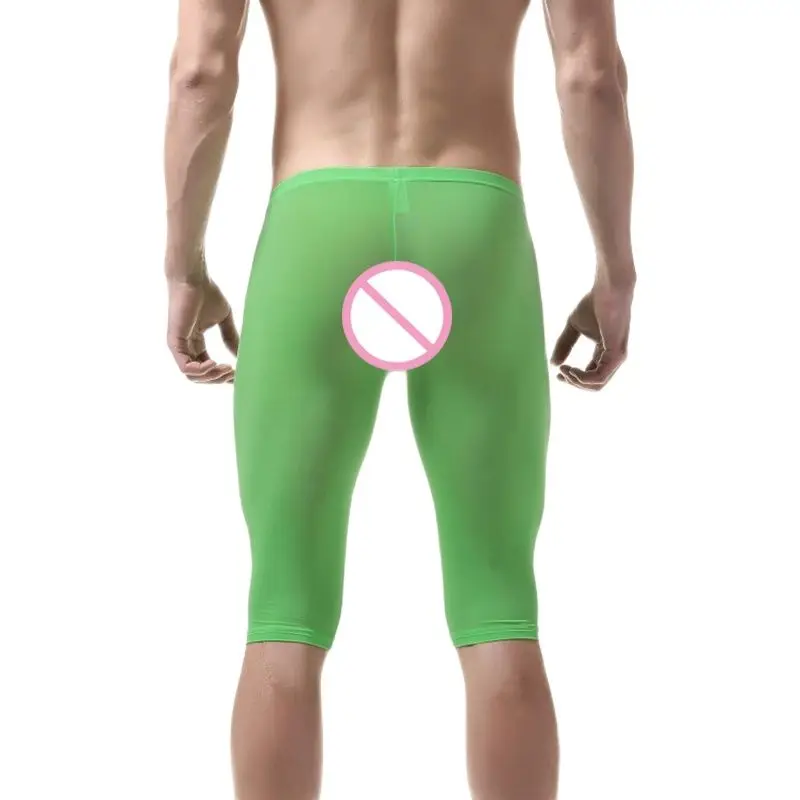 Сексуальные супер тонкие мужские шорты обтягивающие штаны для бега ледяной шелк