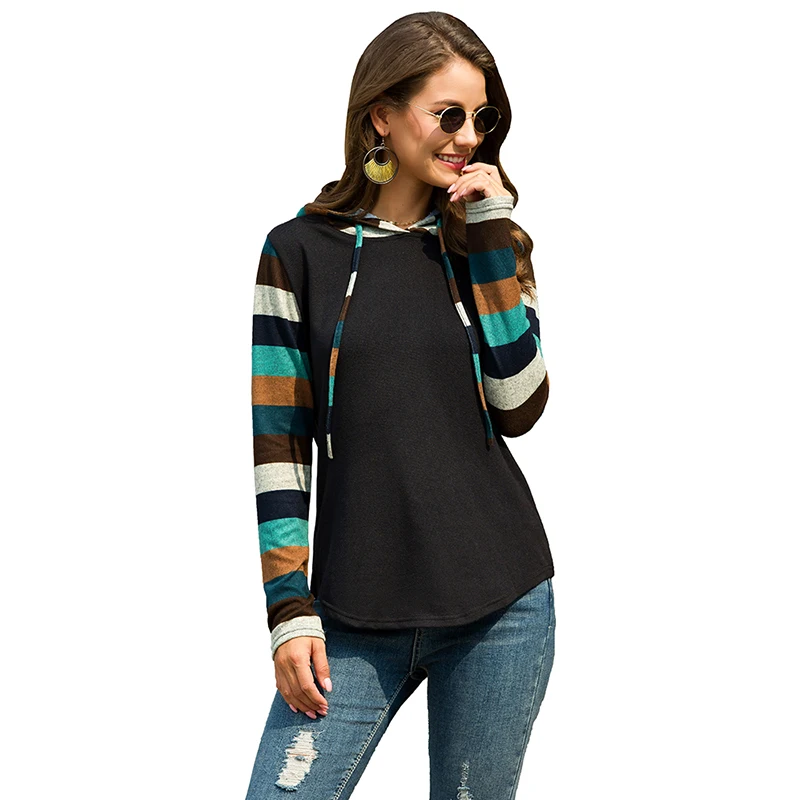 Женские футболки с капюшоном CINESSD разноцветные повседневные свободные топы в