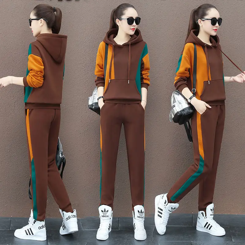 Зимний свитер спортивный костюм костюмы для женщин осень размера плюс