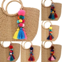 lzhlq female colorful pompones cute pom pom tassels pompom for women purse accessories fashion jewelry bag decoration pendant