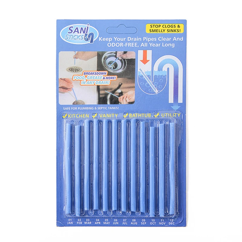 12/set Sani Sticks Oil Decontamination The Kitchen Toilet Bathtub Drain Cleaner Sewer Cleaning Rod Convenient Hair Clear | Дом и сад