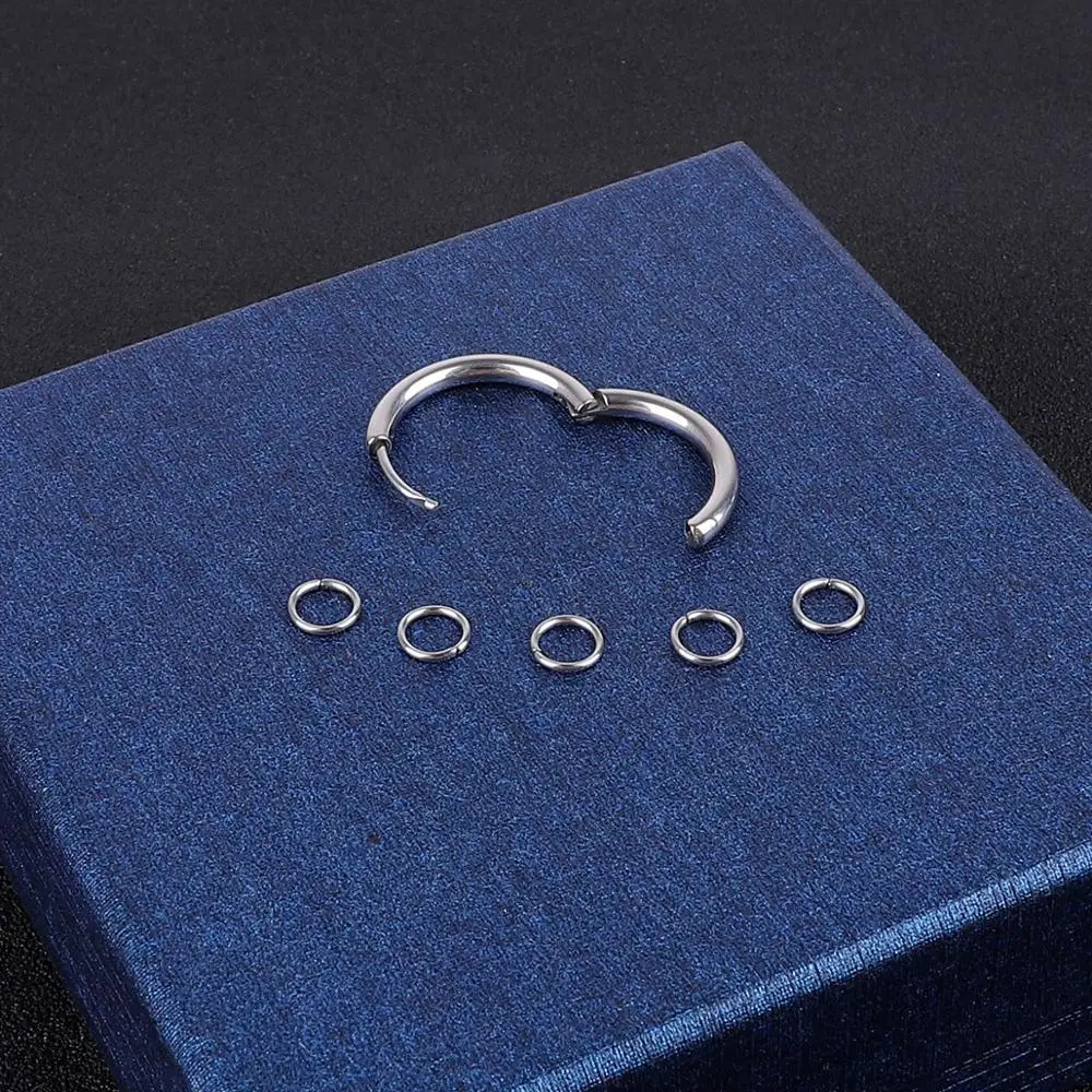 

1pc Gold Black Silver Color Fashion Hip-hop Hipster Rock Punk Gothic Titanium Steel Ear Stud Circle Hoop Earrings For Women Men