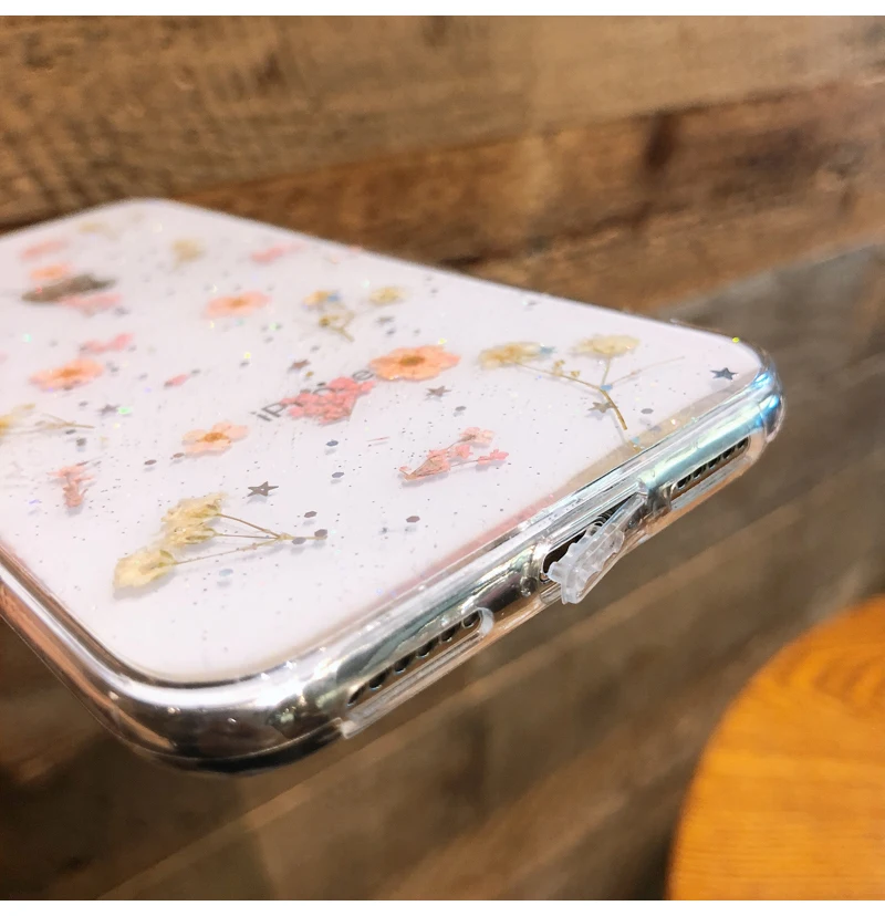 Для Iphone 11 Pro X 7 настоящий цветок Прозрачный чехол для телефона с цветочным рисунком для Iphone 11 Pro X Max XR XS 6 6s 7 8 Plus Мягкий силиконовый чехол