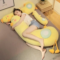 new soft cute cute big yellow duck bedside long pillow plush toy girl sleeping pinch leg birthday lover gift household items