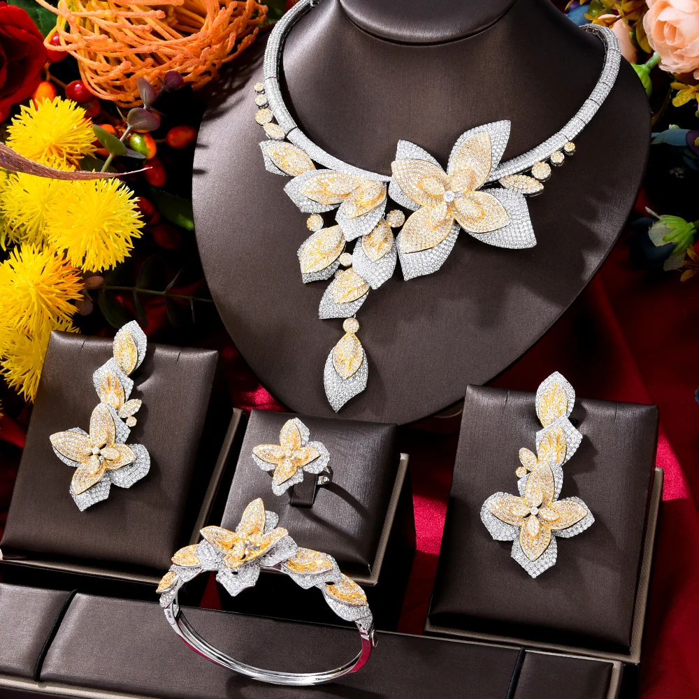 

SisCathy Gorgeous Jewelery Set Party Wedding Jewellery For Women Accessories Necklac Bracelet Earrings Gift Nigeria Aristocratic