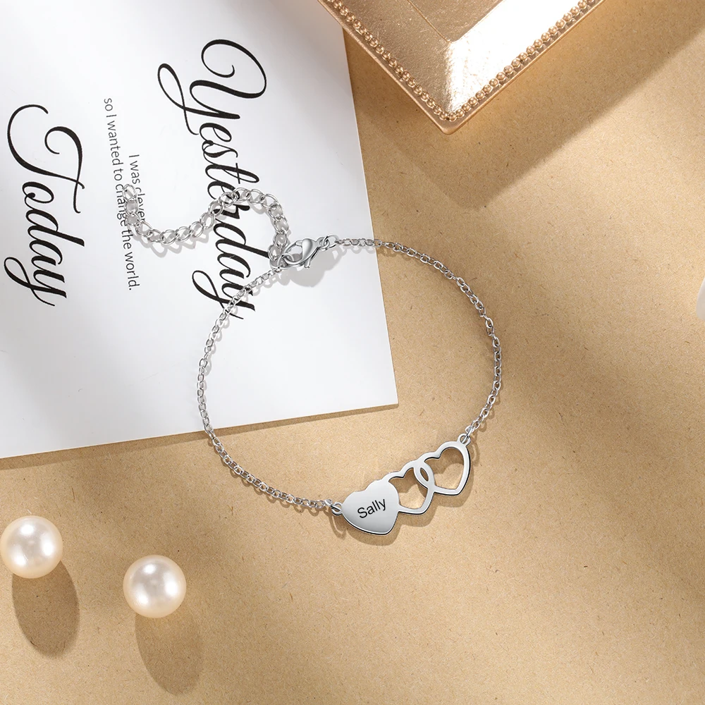 Браслеты женские с именем гравировкой сердца | Украшения и аксессуары