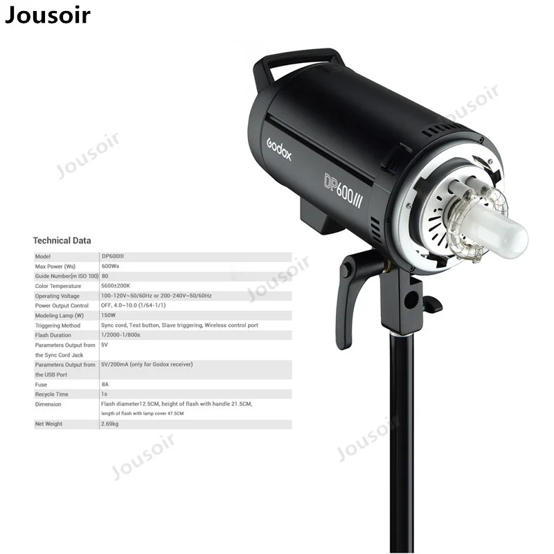 Godox DP600III Профессиональный студийный фонарик KIT 600Ws * 2 с креплением Bowens 5600K для