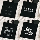 Холщовые женские сумки-тоуты, многоразовые сумочки на плечо с подбором для графики, модные сумки на молнии, черные