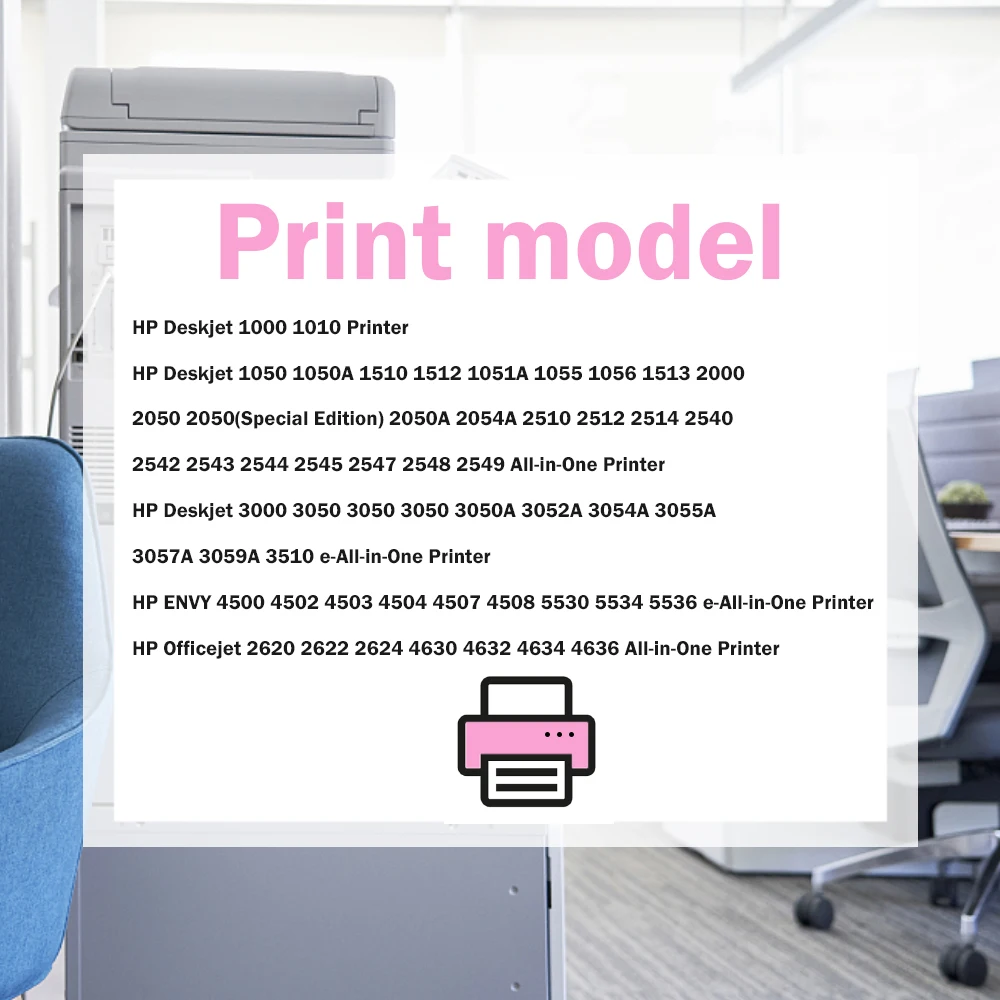 Черные чернила для HP DeskJet 301 1000 1010 1510 1512 2050 2540 3000 Envy 4500 4501 4502 Officejet 2620 2621 - купить по