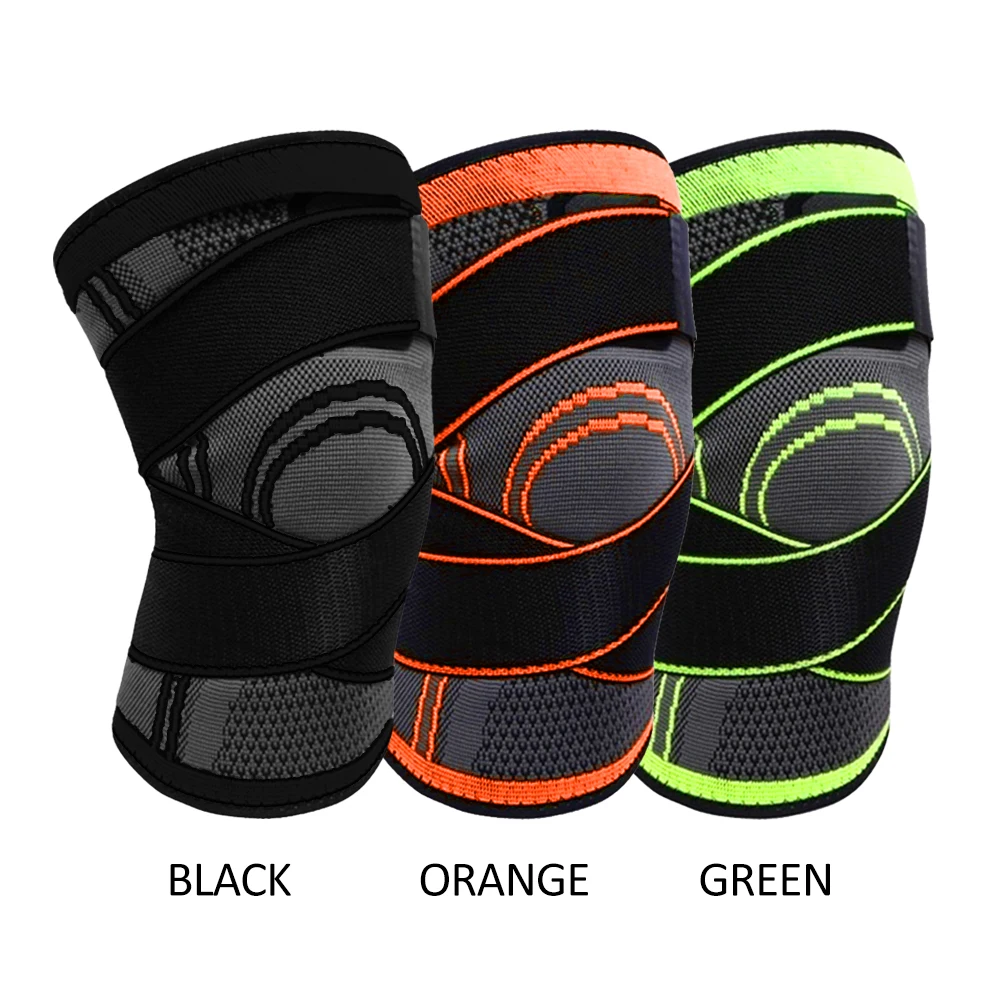

Adjustable 3D Weaving Sports Compression Knee Pads Breathable Straps Running Non-Slip Warm Nylon Brace Protector