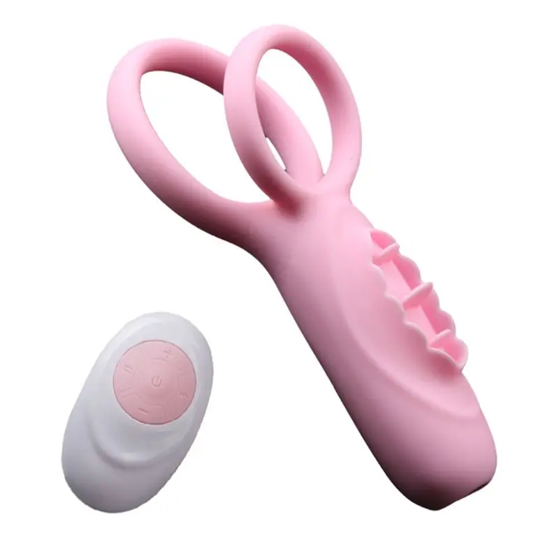 Вибрирующее кольцо на пенис с дистанционным управлением язычком для мужчин и