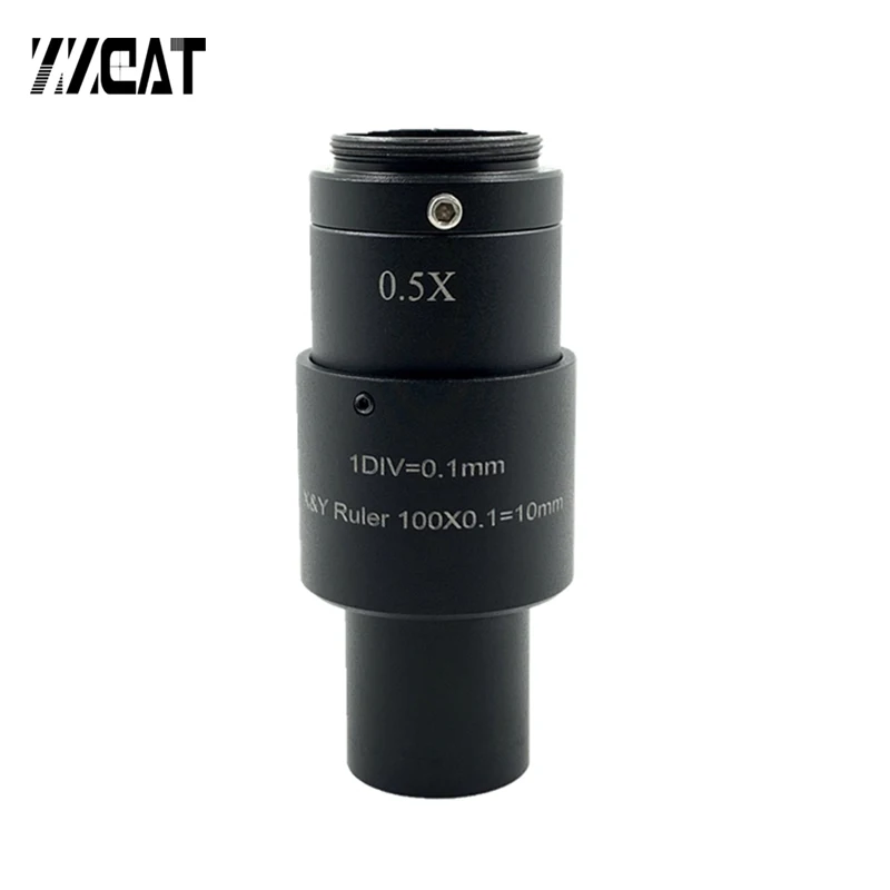 0.5X Optical Microscope Adapter Reduce Lens C-mount Industrial Camera Scale Adapter with Calibration Reticle