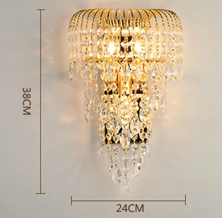 

Big K9 Wall Luminaire Bracket Lamp Crysting Crystalline Chandelier Gold Crystal Vintage Wall Light Lamp Sconce LED Optional Iron