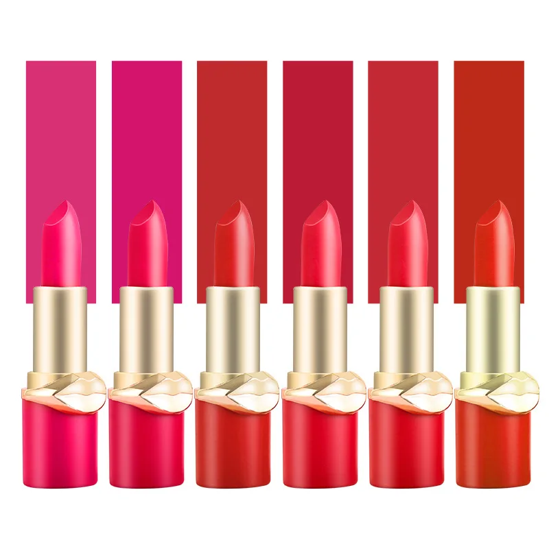 

Small Round Tube Lipstick Fashion Long-lasting Waterproof Matte Shimmer Velvet Non-sticky Cup Lipstick 6 Colors Changing Beauty