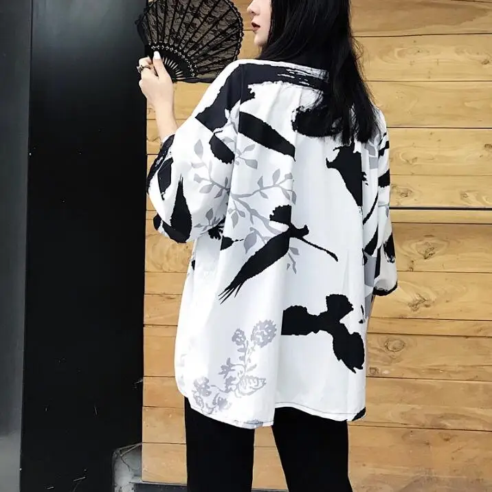 Весна Осень кимоно плащ три четверти рукав кардиган юката женщина мужчина